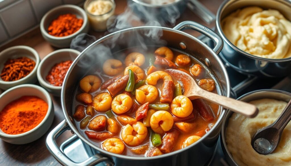 Cajun Shrimp and Grits Sauce Preparation