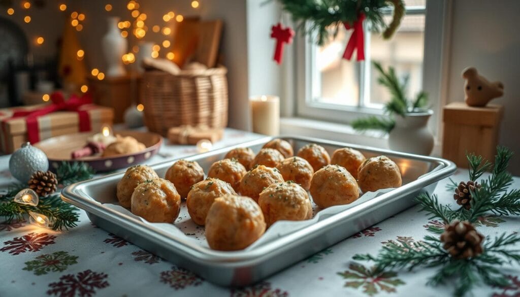 Holiday Sausage Balls Baking