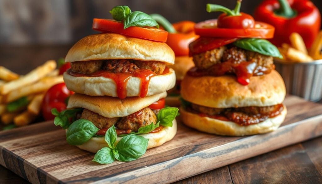 Italian Turkey Sausage Meatball Burgers