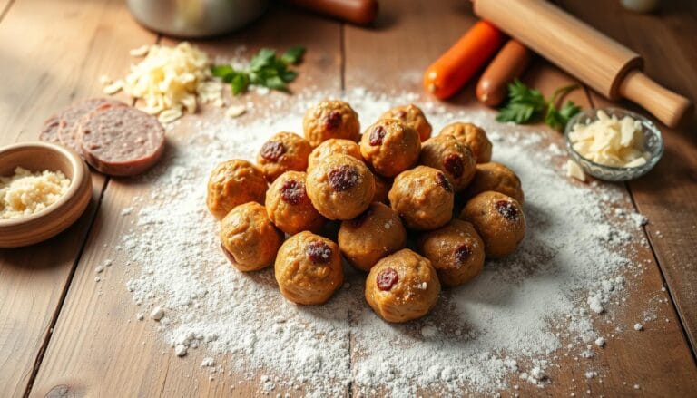 sausage balls with flour